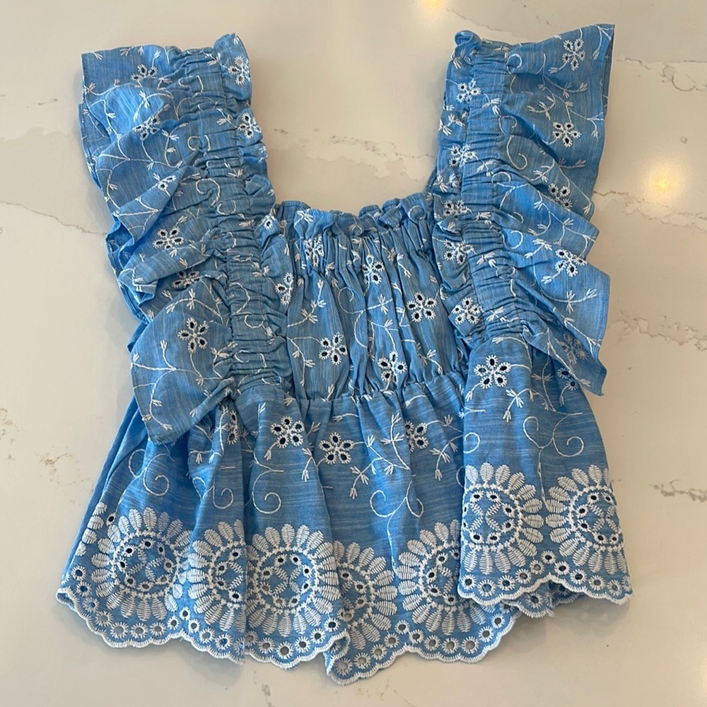 Zara Blue Embroidered Shirt